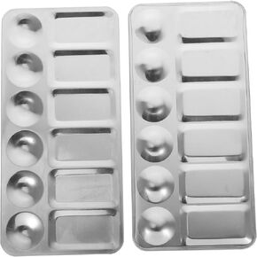 LIFKOME 2Pcs Stainless Steel Pigment Mixing Plates for Art Durable Drawing Trays for Students Professionals Easy Clean Palette for Paint Mixing Crafting