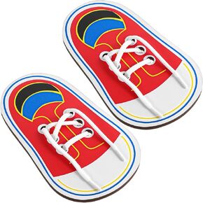 Wooden Learn to Tie Your Own Shoes, 2 Pcs Shoe Tying Practice for Kids, Threading Lacing Shoes Training Board, Learning Kits for Kids Early Learning Toy for Teacher Preschool Classroom