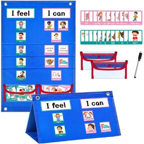 Morning Routine Chart, Feelings Chart for Preschool Teacher Supplies, Visual Timetables, a Total of 60 Sentiment and Activity Cards, Sensory Picture Cards