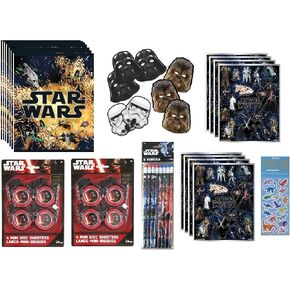 Star Wars Birthday Party Supplies Favor Bundle Pack includes Loot Bags, 8Pencils, Party Paper Masks, Mini Disc Shooters, Sticker Sheets - for 8 Goody Bags