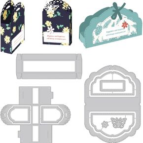 BENECREAT 3Pcs Gift Box Carbon Steel Cutting Dies Stencils, Gift Boxes with Butterfly and Lace Metal Die Cuts for DIY Scrapbooking, Photo Album, Decorative Embossing Paper Card