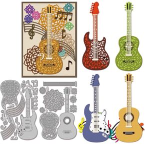 GLOBLELAND Mandala Guitar Cutting Dies for DIY Scrapbooking Metal Notes Cut Die Staff Die Cuts for Card Making Embossing Photo Album Craft Decor