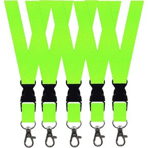 5 Pack Neck Safety Lanyards Detachable Buckle Enhanced Model Hook Breakaway Strap Quick Release Lanyard for ID Badge Holders,Key,Women Men Cell Phones USB Whistles - Green