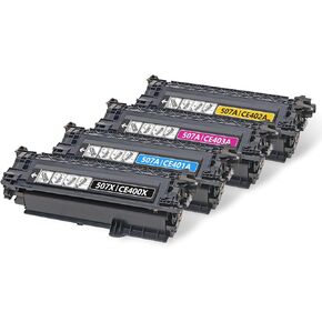 507A 507X High-Yield Toner Cartridges 4-Pack (BK/C/M/Y) Replacement for HP 507X Toner, Compatible with Enterprise 500 Color M551 MFP M575 MFP M570 Series Printer (CE400X, CE401A, CE402A, CE403A)