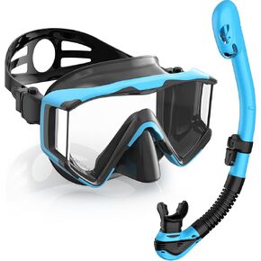 مجموعة Greatever Snorkel Set Pano 3 Window قناع الغطس للبالغين، رؤية بانورامية واسعة، قناع غوص مضاد للضباب، نظارات غطس مضادة للتسرب، غطس علوي جاف، معدات الغطس الاحترافية للبالغين in Kuwait
