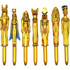 5PCS Novelty Egyptian Pharaoh Pens Egypt Pens Creative Retractable Ballpoint Pen 0.5mm Blue Ink For Adults School Home Office Stationery Store…