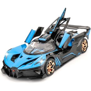 BDTCTK 1/32 Bugatti Bolide Sports Model Car, Zinc Alloy Pull Back Toy Car with Sound and Light for Kids Boy Girl Gift(Blue)