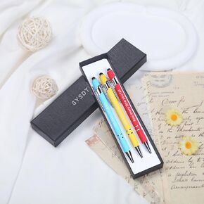 3-Pack 2-in-1 Metal Stylus Pen Gift Set 丨 1.0mm Black Ink 丨 German Ink & Swiss Nib 丨 Inspirational Phrases 丨 Navy Blue, Black, Brown丨 Graduation Gifts