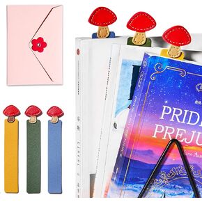 Leather Mushroom Bookmark, 3 PCS Handmade Book Markers for Women, Cute Book Accessories for Reading Lovers, Bookmarks for Book Lovers, Teachers Students Gifts