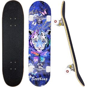 CLYCTIP Complete Skateboards- Standard for Beginners Kids Boys Girls Teenager- 31''x 8''Canadian Maple Cruiser Pro Skate Board