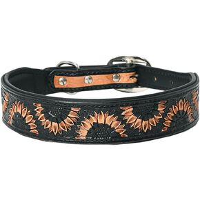 Brown Large HILASON Strong Genuine Leather Dog Collar Painted Large | Dog Collar | Leather Dog Collar | Painted Dog Collar