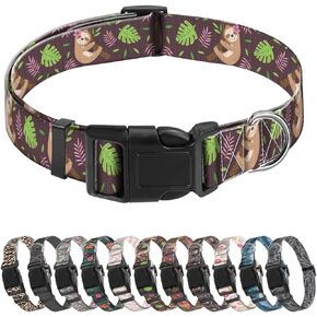 Dog Collar, Soft Pet Collar Adjustable with Quick Release Buckle, Durable Cute Dog Collars Pet Gift for Large Dogs Grey Black Bats
