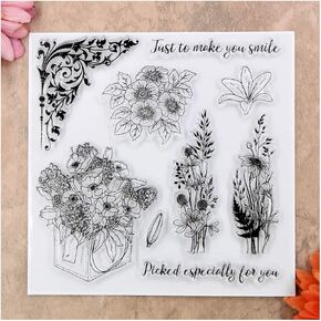 Kwan Crafts Flowers Leaves Corner Clear Stamps for Card Making Decoration and DIY Scrapbooking