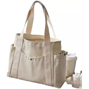 Large Tote Bags for Women Laptop Bag Lightweight Canvas Professional Work Briefcase Versatile Handbag Laptop Bag (Beige)