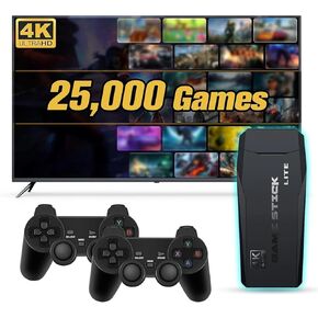 Retro Tv Video Games Console: 4K Retro Video Games Console USB Plug in TV with 64G Card - Plug & Play Retro Game Console with Dual Wireless Controllers, 20000+ Classic Games