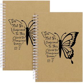 2 Pcs Christian Spiral Notebook Prayer Journal,100 Ruled Pages,Christian Gifts for Women,Bible Verse Notebook,Journal for Women Men,Religious Faith Inspirational Gifts Catholic Gifts (Christian-Butterfly)