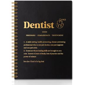 Dentist Definition Gold Foil Hardcover 160 Pages Spiral Notebooks, Inspirational Gift for Dentist, Dental Hygienist Appreciation Graduate gifts for men or women, Dental Office Thank You Gift