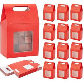 PH PandaHall 24pcs Blue Gift Box with Handle Small Goodies Boxes Gable Paper Gift Boxes Party Favor Box Candy Box with Window for Wedding Birthday Treat Gift Packaging 3.8x2.3x5.9 Inch