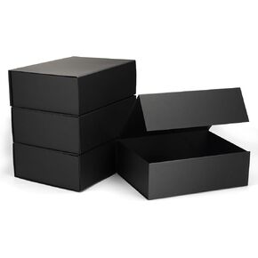 SPEPLA 4 Pack 9.5x7x4 Magnetic Gift Boxes Black Magnetic Closure Gift Box for Wedding, Christmas, Birthday Presents