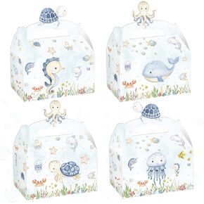 CANDY CHEF Ocean Animals Party Favor Treat Boxes 12PCS Under the Sea Goodie Box Cute Marine Animals Gift Boxes Ocean Sea Animasl Birthday Party Treat Supplies for Underwater Baby Shower Decor