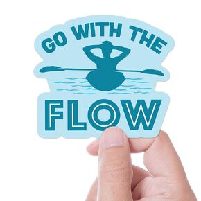 Go with the Flow Kayak Sticker - Paddle Rivers, Lakes, and Oceans Sticker for Hydroflask - Funny Kayaking Stickers for Car