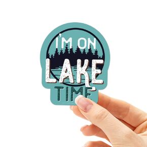 Lake Time Sticker - Lake Life Bumper Sticker for Car, Boat Trailer, RV - Lake Swimming, Fishing, & Camping Decals for Hydroflask, Cooler