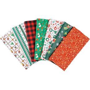 7PCS Halloween Christmas Fabric Cotton Fabric Squares 20" x 20" Fat Quarter Fabric Bundles Craft Fabric for Patchwork Sewing Quilting Crafting DIY (Halloween)