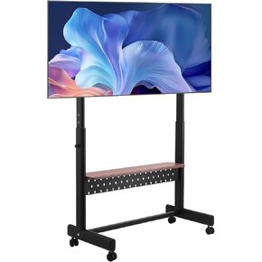 VEVOR Rolling TV Stand, Mobile TV Cart for 55-100 Inch Screens, Height Adjustable Portable Monitor Stand with Tray, Holds up to 205 lbs for Living Room, Bedroom, Office, Outdoor Max VESA 800 x 600 mm
