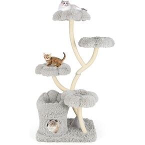 Tangkula Cat Tree Tower, 65 Inch Tall Cat Tower with Sisal Scratching Posts, Flower-Shaped Platforms, Padded Cat Condo, Modern Cat Tree for Indoor Cats Large Adult (Colorful)