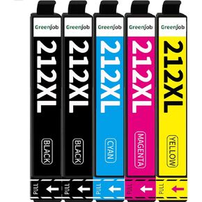 212XL Ink Cartridges Remanufactured Replacement for Epson 212 Ink Cartridges Combo Pack T212 T212XL to use with Expression Home XP-4100 XP-4105 Workforce WF-2830 WF-2850 Printer (5 Pack)