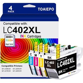 LC402XL Ink Cartridges Replacement for Brother LC402 XL Compatible with Brother MFC-J5340DW MFC-J6540DW MFC-J6740DW MFC-J6940DW MFC J5340 J6540 J6740 J6940 Printer, 4 Pack