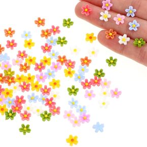 100 Pcs Dollhouse Miniature Polyresin Flowers Micro Resin Daisy Blooms Mini Flower Miniature Flowers Tiny Daisy Micro Landscaping Decoration for Terrarium Garden Fairy Dollhouse (Mixcolor)