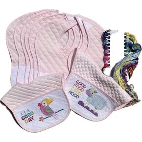 6pcs Pink Bib to Cross Stitch, 14ct, Cotton Big Size Thick Material Cotton Blank Bib Cross Stitch Kit