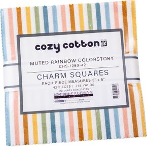 Cozy Cotton Flannel Muted Rainbow 42 5-inch Squares Charm Pack Robert Kaufman CHS-1290-42