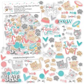 Paper Die Cuts - The Purrrfect Life - for Cat Kitten - Over 60 Cardstock Scrapbook Die Cuts - by Miss Kate Cuttables