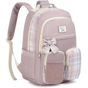 School Backpack for Teen Girl,Aesthetic Backpack Bookbag with Laptop Compartment for Middle School Students,Mochila para Niñas,Beige