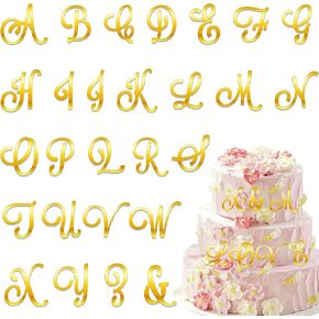 Acrylic Alphabet Cake Topper, DIY Personalized Name Cake Toppers with A-Z Letter Set Gold Cake Topper for Custom Wedding Cake Decorations, Baby Birthday Party Supplies (Style 1)