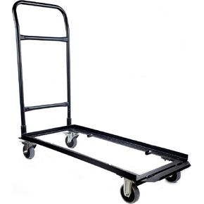 Deluxe Flat Stack Folding Chair Cart - Convertible Dolly Design Holds Flat Stacking Plastic, Wood and Resin Chairs - Features Fixed and Locking Casters for Safe Transport, HD Steel