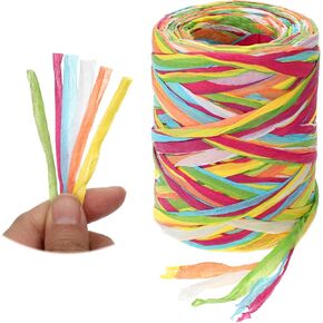 Colored Raffia Paper Ribbon, 262 Feet Packing Paper String 6 Colored Ribbon for Gift Wrapping, Raffia Wrapping Ribbons Twine for Gift Party Decor DIY Craft Decoration(Pink)