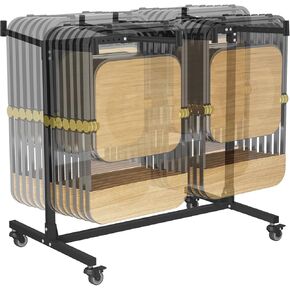 Folding Chair Rack, Folding Chair Storage for 25 Chairs, 380 lbs W Eight Capacity, Heavy Duty Metal Chair Rack, Black Chair Dolly with Lockable Wheels