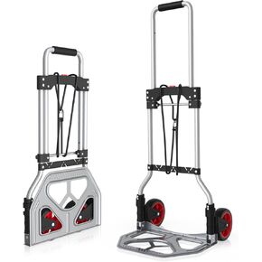 Auto Dynasty Folding Hand Truck, 220LBS Capacity Steel Dolly Cart with Wheels, Collapsible Luggage Cart Portable Trolley with Telescoping Handle for Moving Travel Airport Office Use, Black in Kuwait