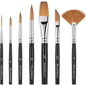 Sable Watercolor Brushes 9pcs Professional Superior Kolinsky Watercolor Paint Brushes for Artists Round Pointed Oval Wash for Watercolor Acrylics Gouache Inks Painting