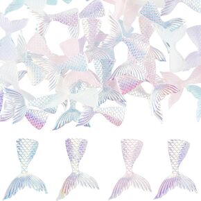 SUNNYCLUE 1 Box 48PCS Mermaid Cabochons Flatback Luminous Fishtail Charms Resin Ocean Tail Glow in The Dark Sea Animal Cabochon for Jewelry Making Scrapbooking Embellishments Cellphone Case Craft