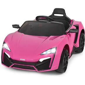 HONEY JOY Pink Ride On Car, Jaguar F-Type, 12V Battery Powered Motorized Vehicle w/Remote Control, Spring Suspension, Double Doors, Lights, 4 Wheel Electric Vehicle for Kids, Gift for Boys Girls(Pink)