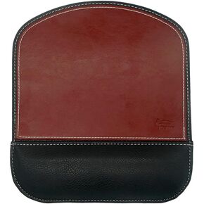 Ergonomic Leather Mouse Pad Mat Mousepad with Rest Wrist Support Non-Slip Rubber Base Memory Foam Waterproof Surface for Gaming Office (Round-Brown)