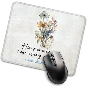 His Mercies are New Every Morning Funny Mouse Pad for Desk, Bible Verse Mouse Pad for Coworker Colleagues Friend, Christian Gifts for Women Psychologist, Religious Gifts for Her B