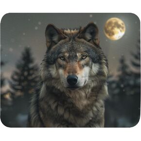 Print Mouse Pad | Majestic Wolf Under The Moon | Animal | Rectangular Style Anti-Slip Rubber Mousepad | Gaming | Office | Rubber, Polyester Fabric | 8.66 x 7.08 in | Computer | Gift