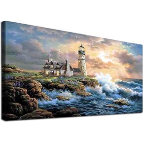 JATOK Diamond Painting Kits for Adults, 5D Lighthouse Diamond Art Kits for Beginners, DIY Full Square Drill Paint with Diamond, Home Wall Decor 40x70CM /15.7x27.5in（no Frame）