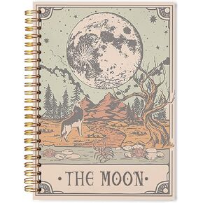 Knibeo Moon Tarot Journal Notebook, Witch Journal, 5.5×8.3 Inch Spiral Bound Notebook, Witchy Gifts for Women, Gothic Journal, Moon Tarot Card Journal Notebook pvc notebook
