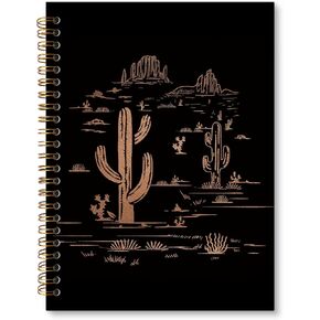 Western Notebook, Country Cactus Desert Black Southwestern Notebooks for School Work College, Boho Western Gifts A5 Spiral Notebook Journal for Women Cowgirls